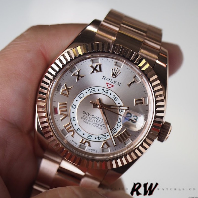 Rolex Sky-Dweller 326935 Rose Gold White Dial 42mm Mens Replica Watch