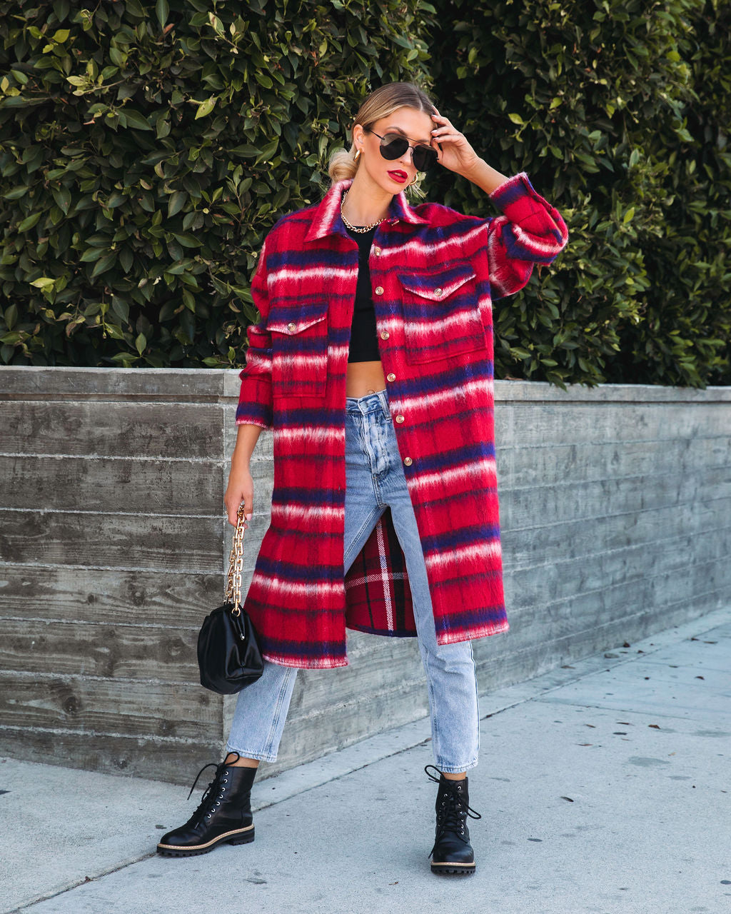 Breezy Septembers Pocketed Plaid Button Down Coat - FINAL SALE - Se7enfashion