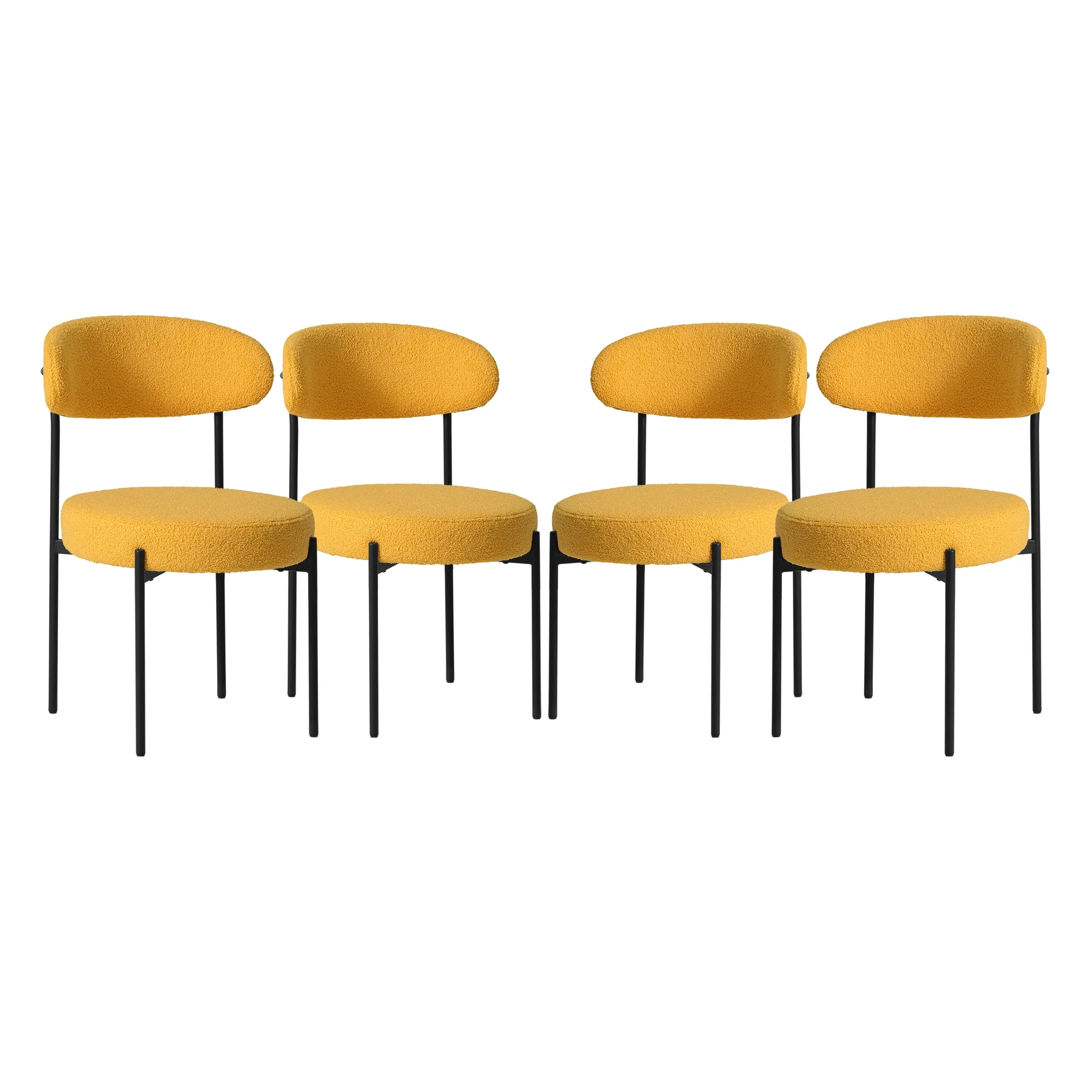 WestinTrends Alexandria Mid-Century Modern Upholstered Sherpa Round Dining Chairs (Set of 4), Sunset Gold - Image 14