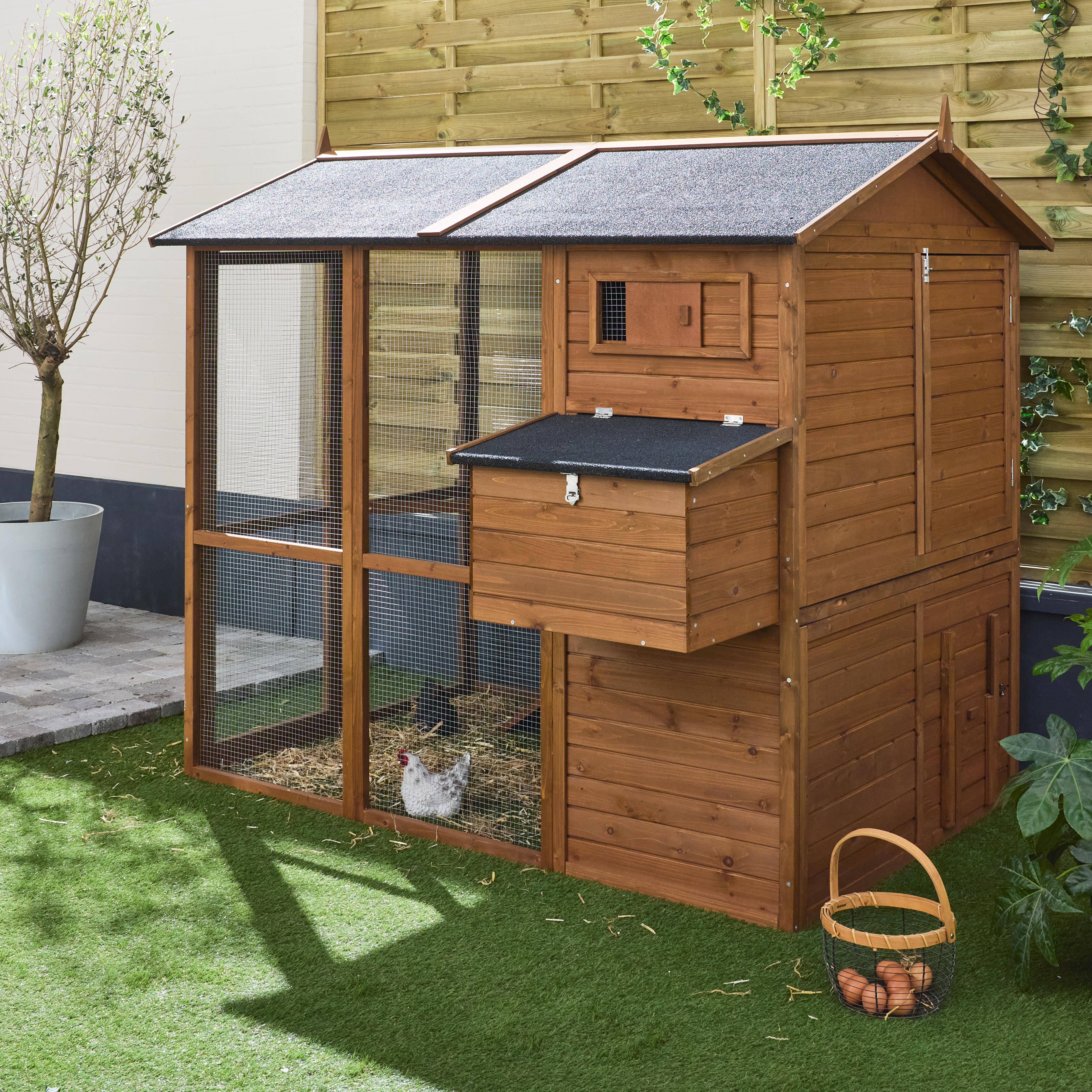 Contentine - Gallinero de madera con corral para 6 a 8 gallinas