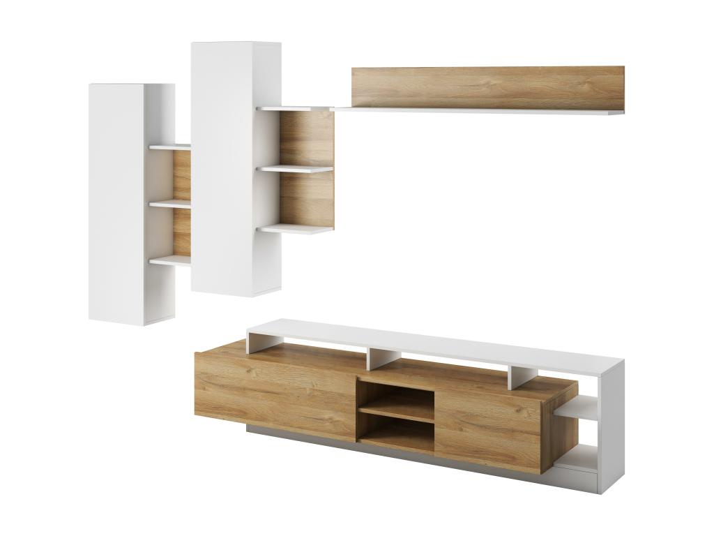 Armario Con Espejo Nestleano 2D9S 260x44x120 Blanco