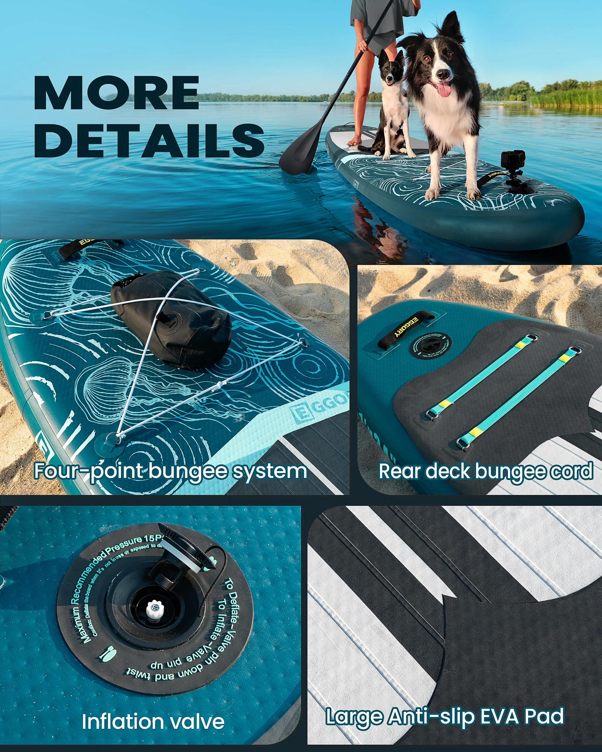 EGGORY 11 ft Inflatable Paddle Boards Stand Up Paddle Board with Full SUP Accessories - Image 4