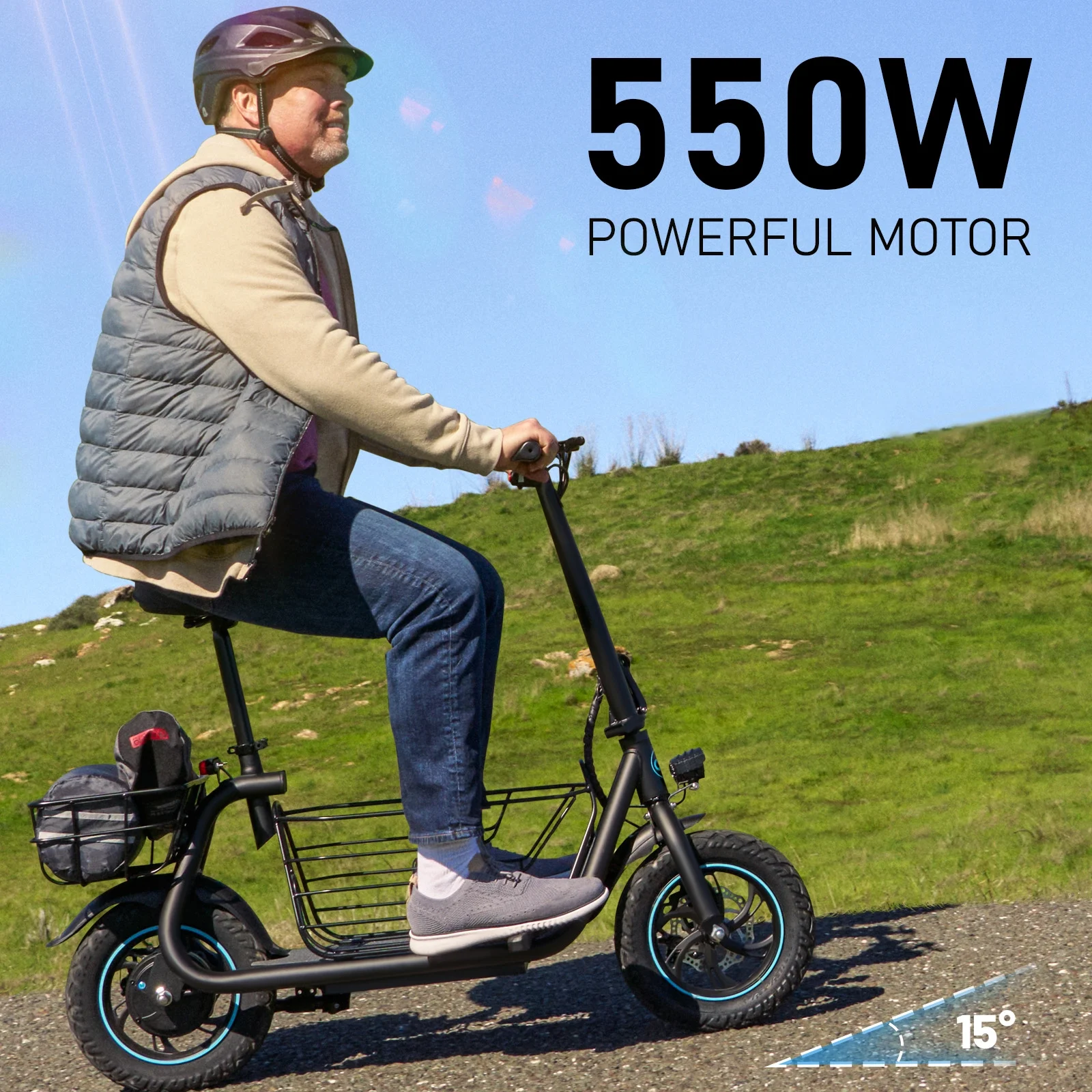 KEESTP Electric Bike with Basket for Pet, 3 Riding Modes Foldable Electric Scooter for Adults - up to 20 Miles 18.6MPH - Image 5