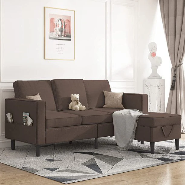 Mjkone Convertible Sectional Sofa Couch, L-Shaped Couch with Storage Ottoman, Couches for Living Room, Living Room Furniture Suitable for Small Space-Apartment/Upstairs Loft/Living Room (Dark Gray) - Image 6