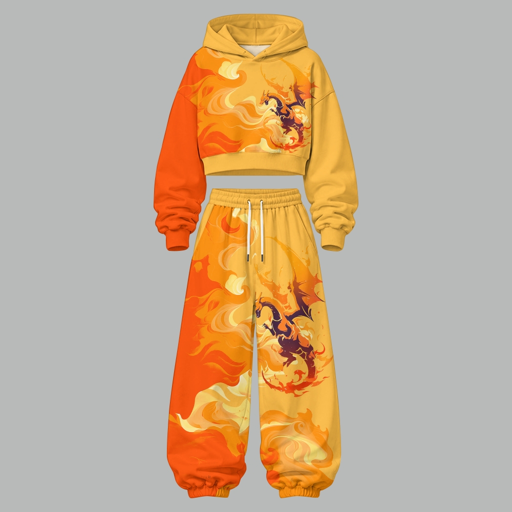 Pokémon Women's Cropped Long Sleeve Hoodie & High Waist Jogger Pants Two Piece Tracksuit Set 3051022 TeeThreads Sustain the Scene with Custom Apparel