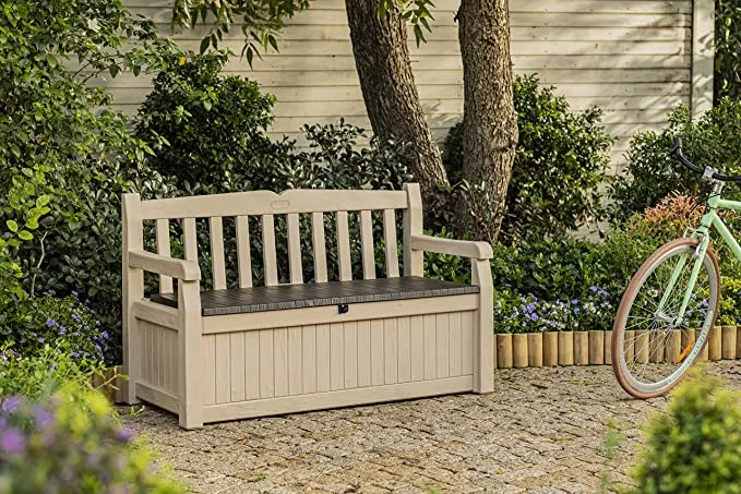 Keter Eden 265L Storage Bench - Beige and Brown
