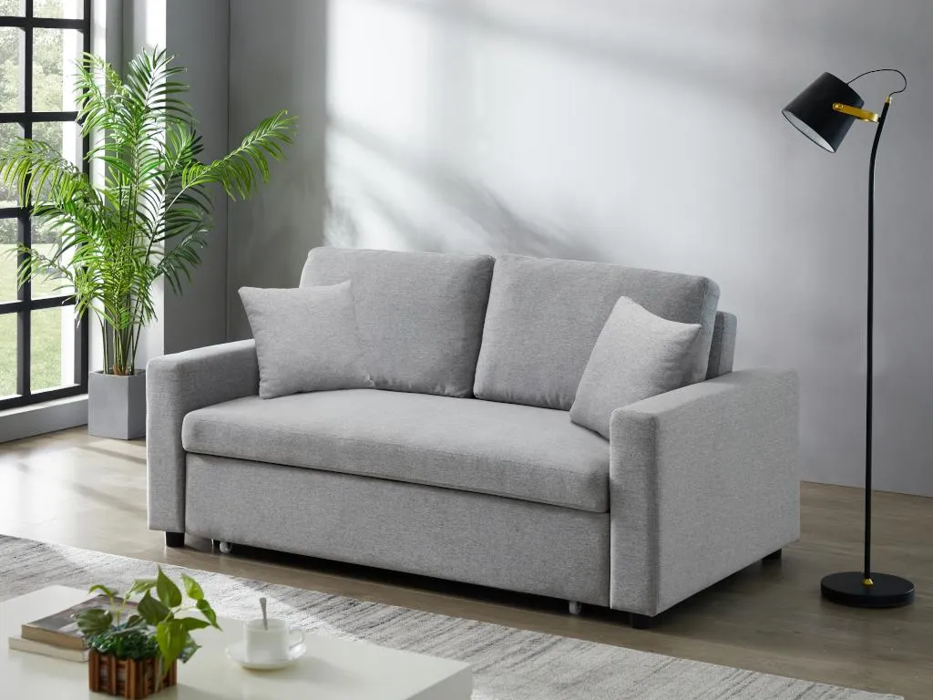 Sofá cama de 3 plazas de tela Kavehomedeco - Gris claro 82763TXDV