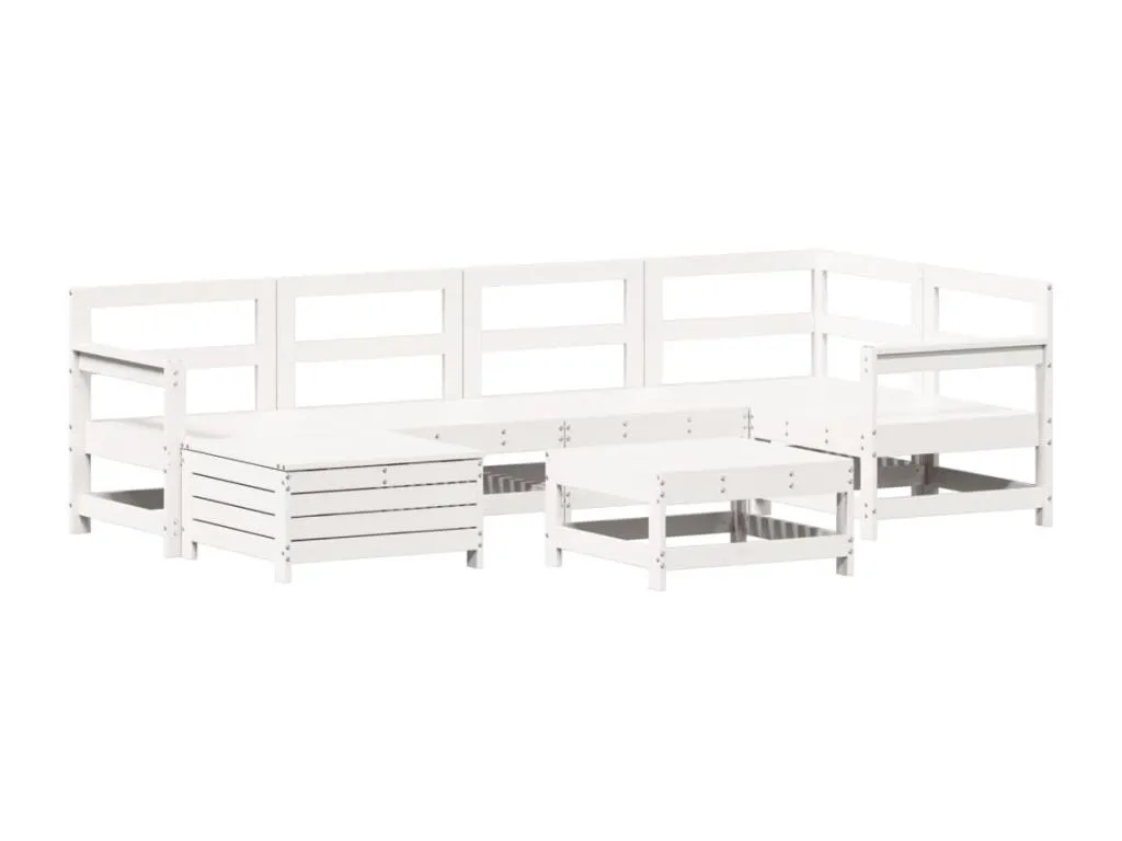 Juego de sofás de jardín de 7 piezas en madera maciza color blanco JP2628919