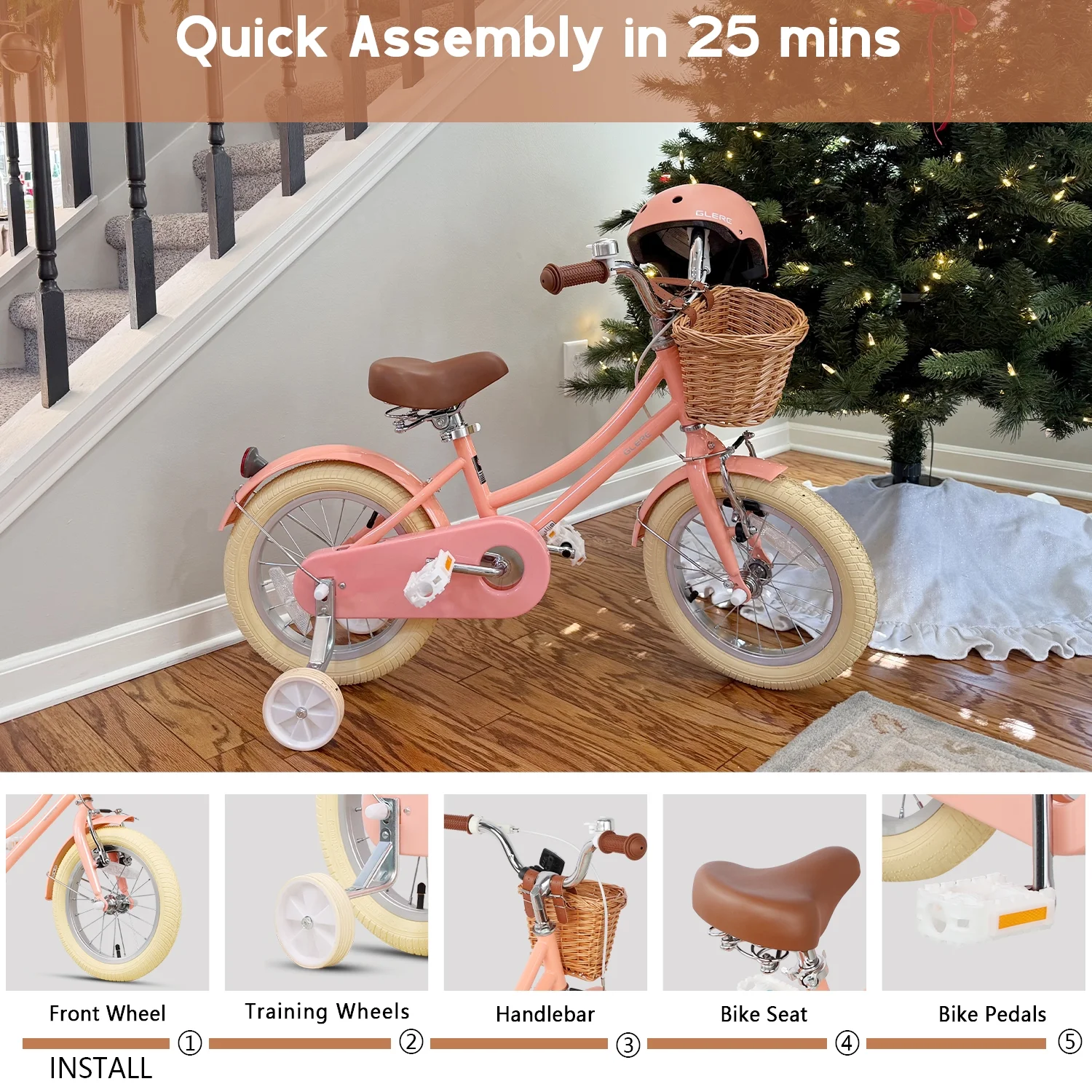 Glerc Little Molly 12 inch Kids Girls Bike for1 2-4 Years Old Child and Toddler,gifts,Pink - Image 42