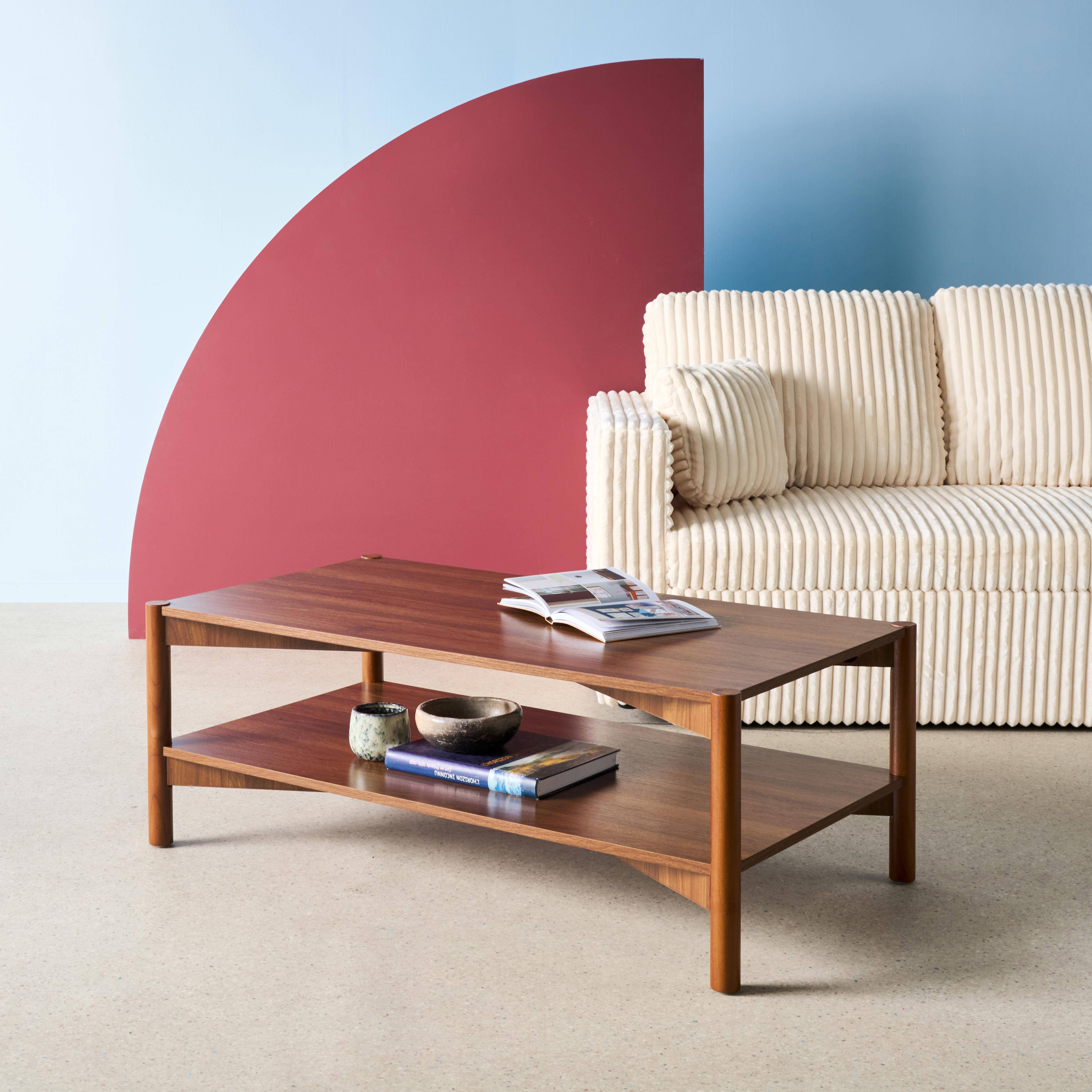 Harmony - Mesa de centro rectangular con doble estante, 110cm