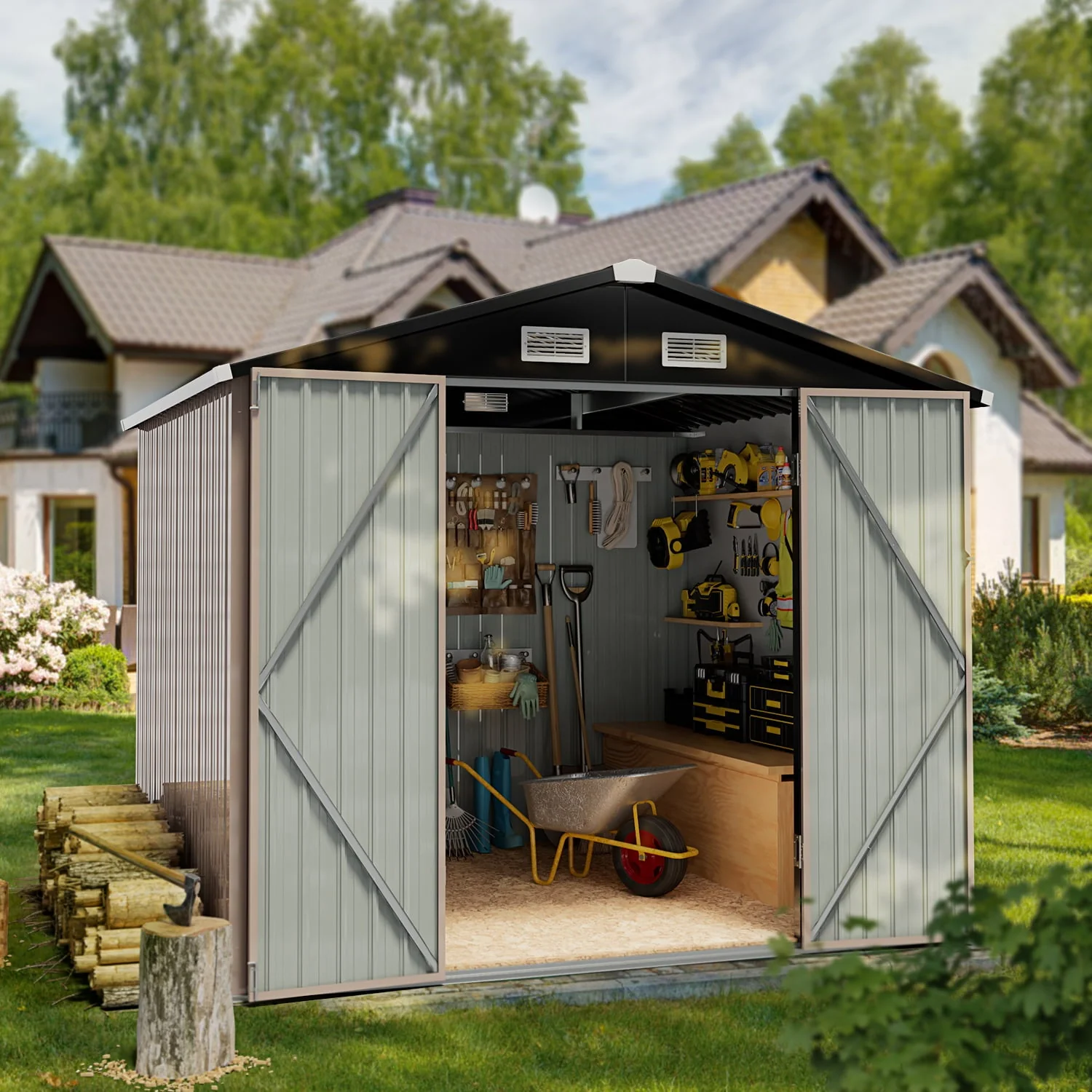 Aoxun 6 x 4 ft. Outdoor Metal Storage Shed with Lock for Backyard, Garden - Image 5