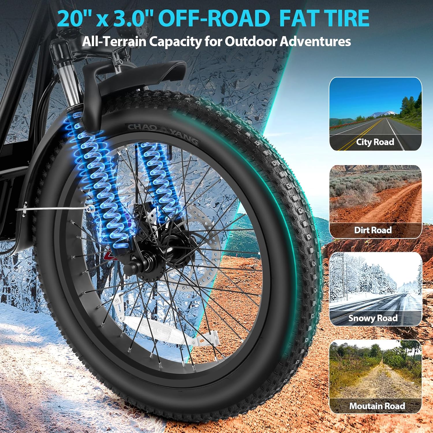 Caroma Peak 800W Foldable Adult Electric Scooter with 20-inch Wide Tires, 48V Battery, Basket, and Adjustable Seat