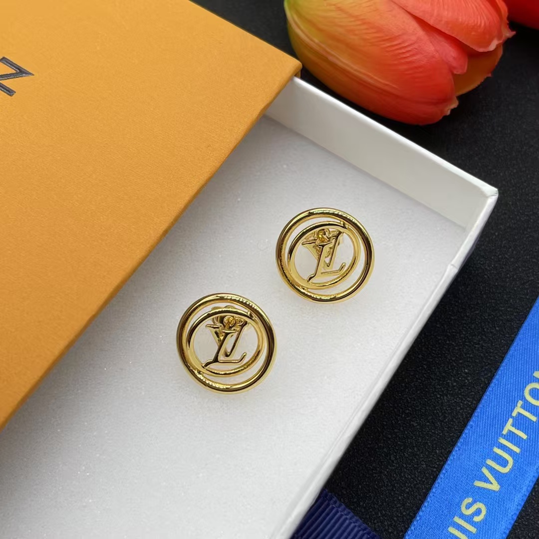Louis Vuitton Hollow LV Letter Round Earrings - Original Replica Club