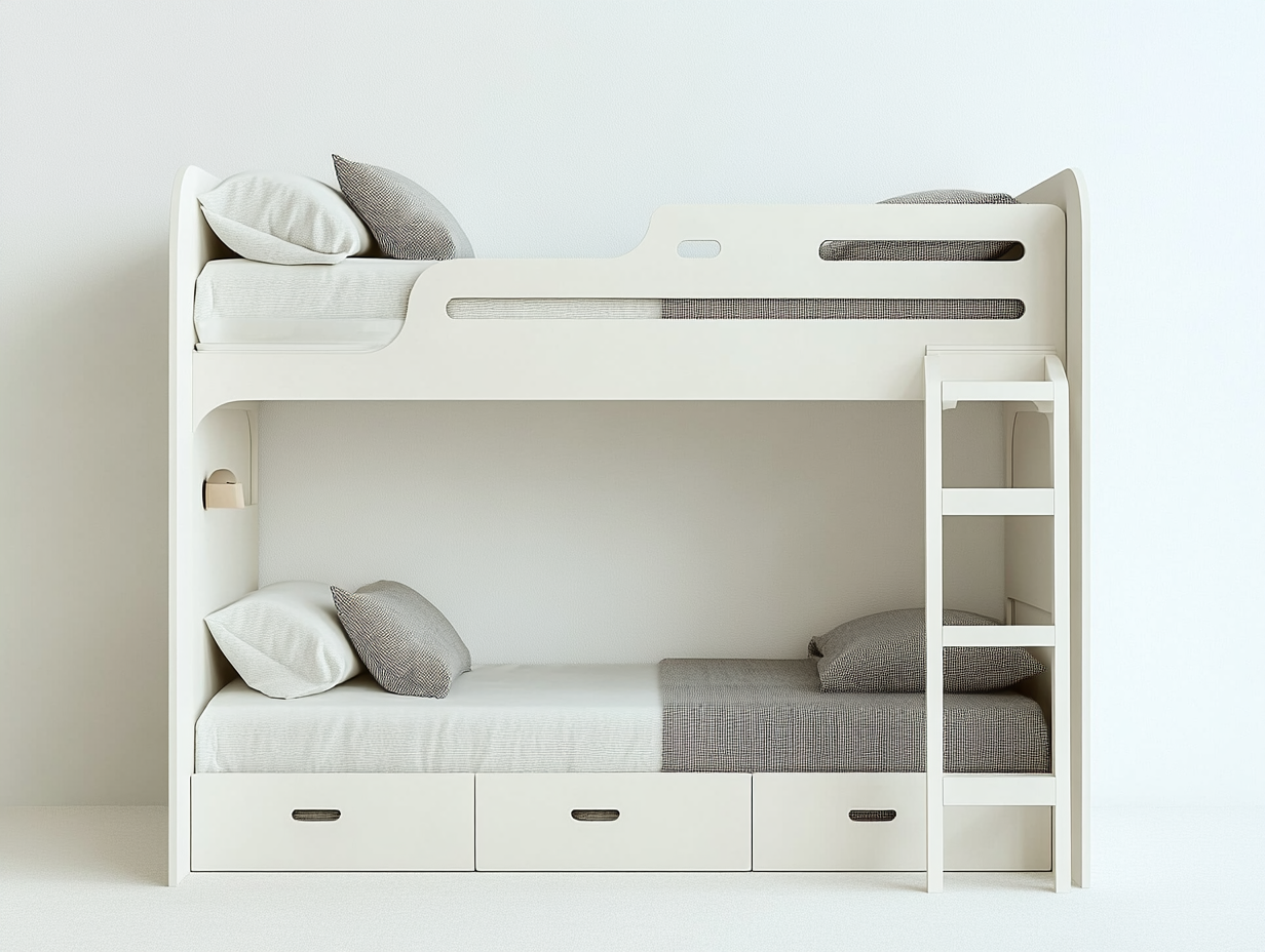 Cama litera infantil de madera con cajones y escalera lateral, ideal para habitación infantil o juvenil EO6675929