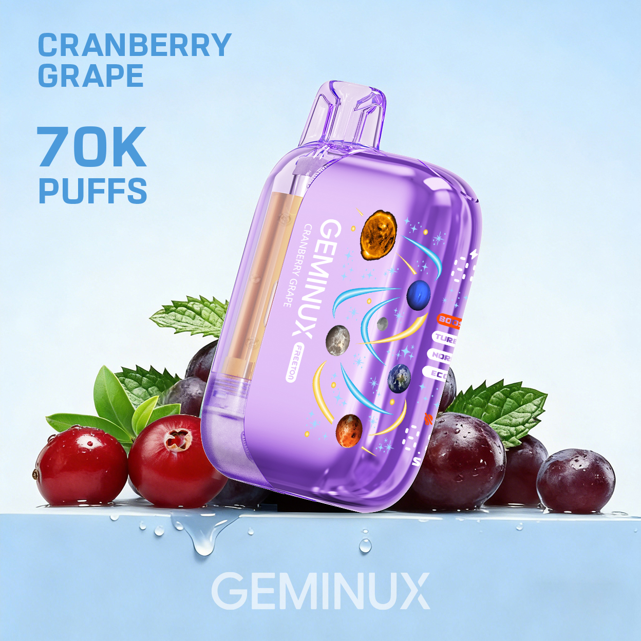 GEMINUX Pocket Galaxy Vape, 70000 Puffs Dual Mesh Coil Pocket Size Disposable Device