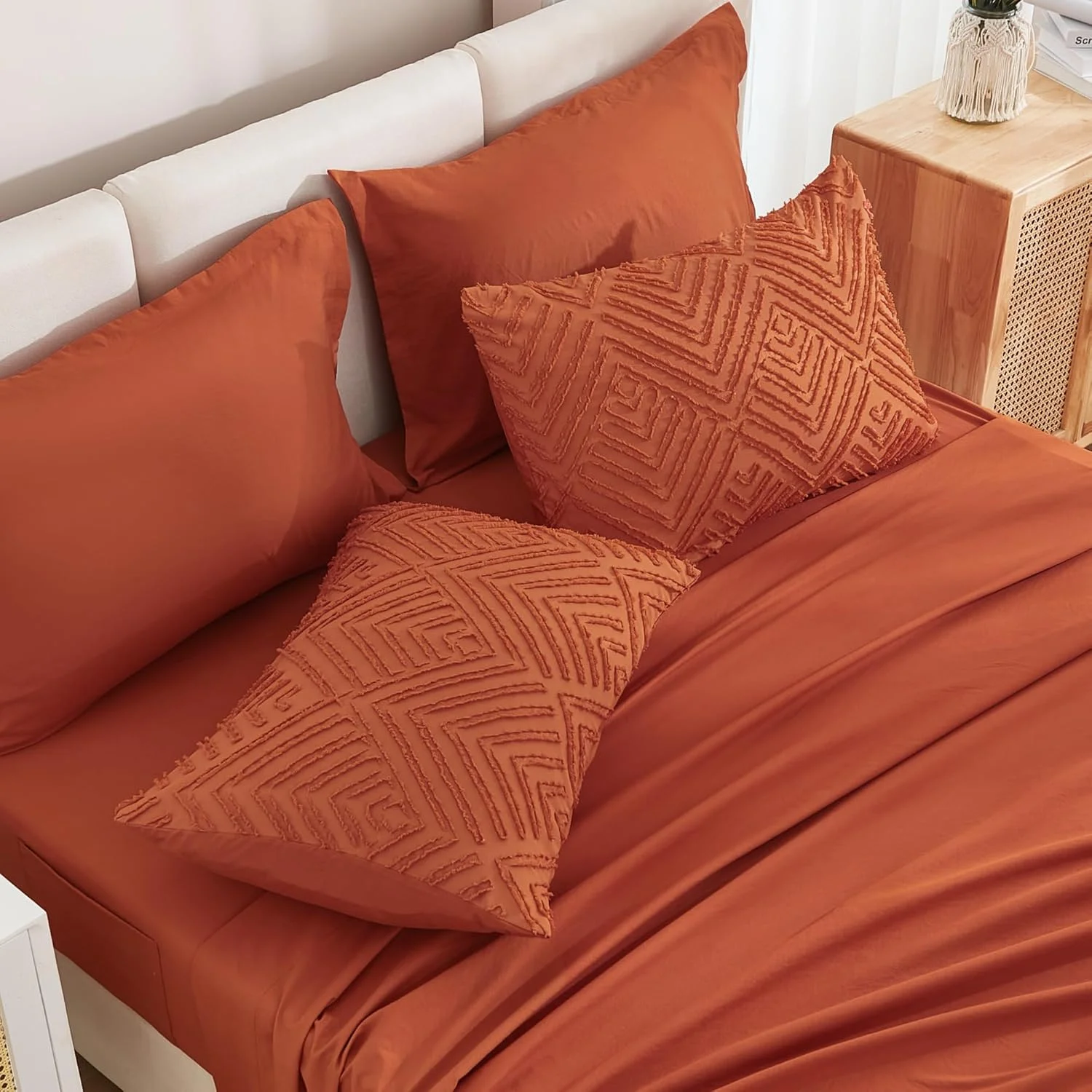 Queen Comforter Set 7 Piece Dark Emerald Green - Bed in a Bag Queen Boho Lightweight Fluffy Tufted Bedding Sets with Comforter, Sheets, Pillowcases & Shams - Image 42