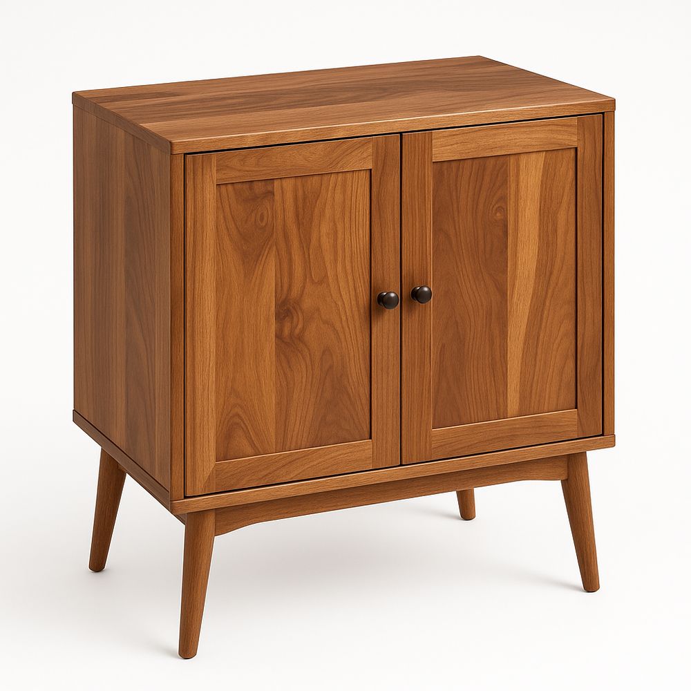 Armario de Madera de Estilo Escandinavo con Puertas Dobles,Mueble de Almacenamiento Compacto para Sala de Estar o Dormitorio,Color Madera Natural