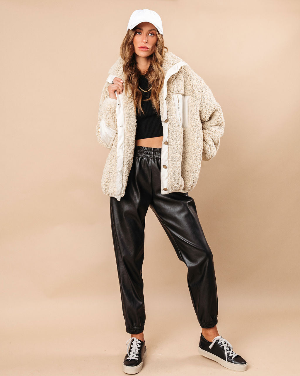 Emma Teddy Pocketed Jacket - Oatmeal - Se7enfashion