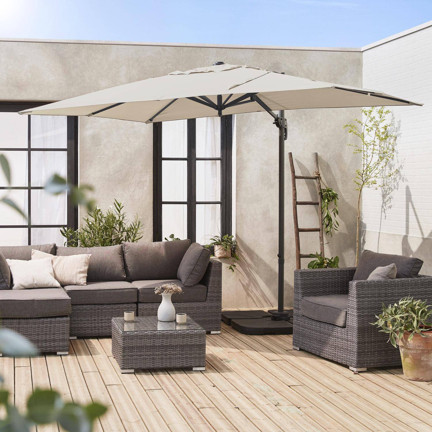 Antibes - Parasol rectangular excéntrico, 3x2m