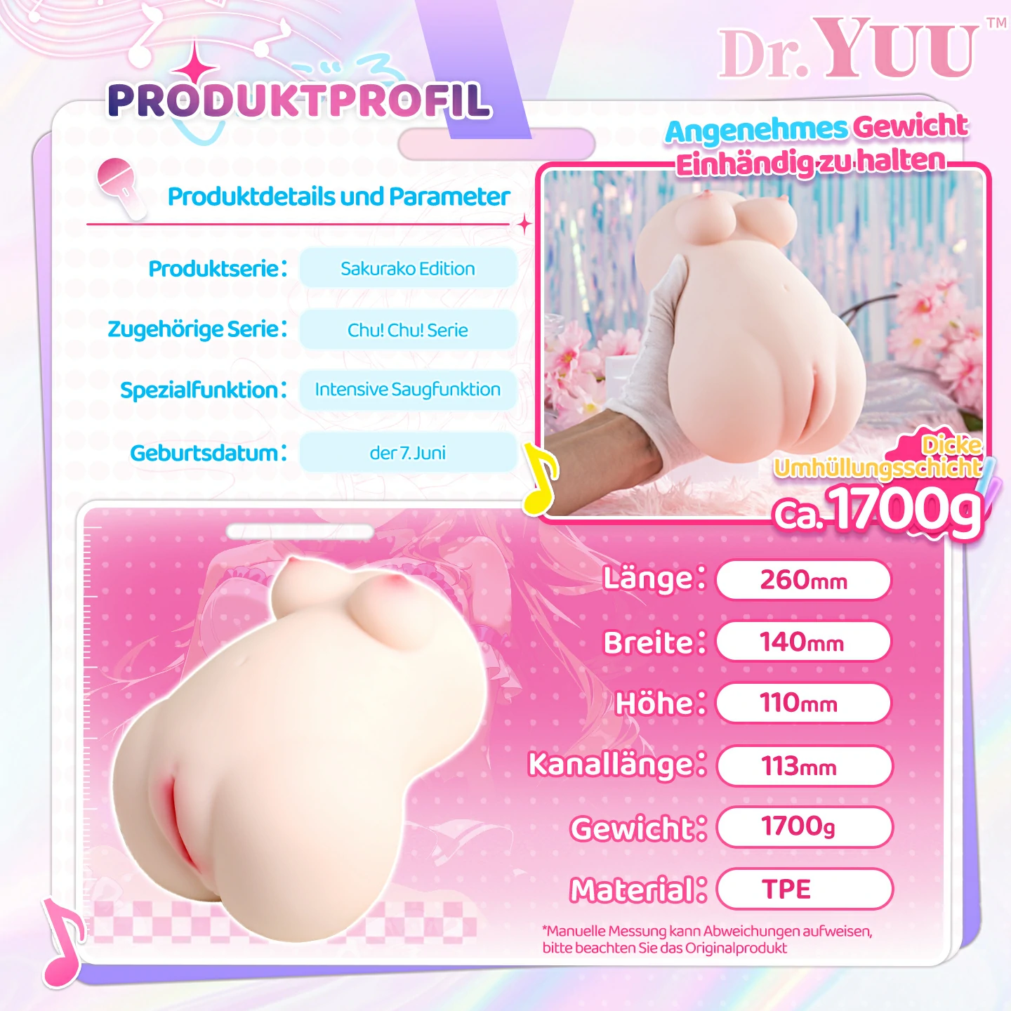 Dr.YUU Sakurako Edition elektrischer Masturbator mit Saugfunktion und Vibration – Bild 8