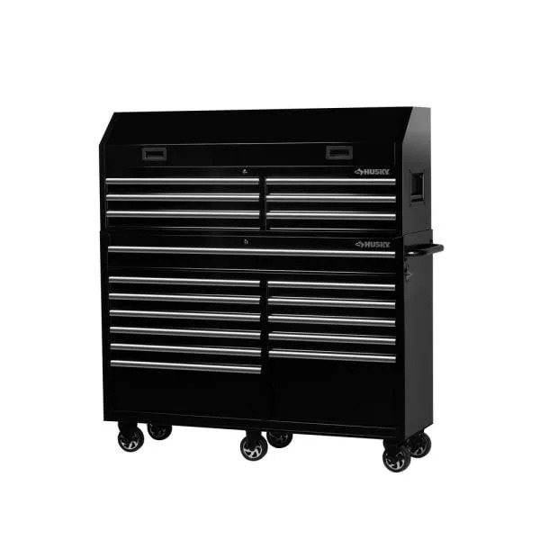 61 IN. W 18-DRAWER COMBINATION TOOL CHEST AND ROLLING CABINET SET IN GLOSS BLACK