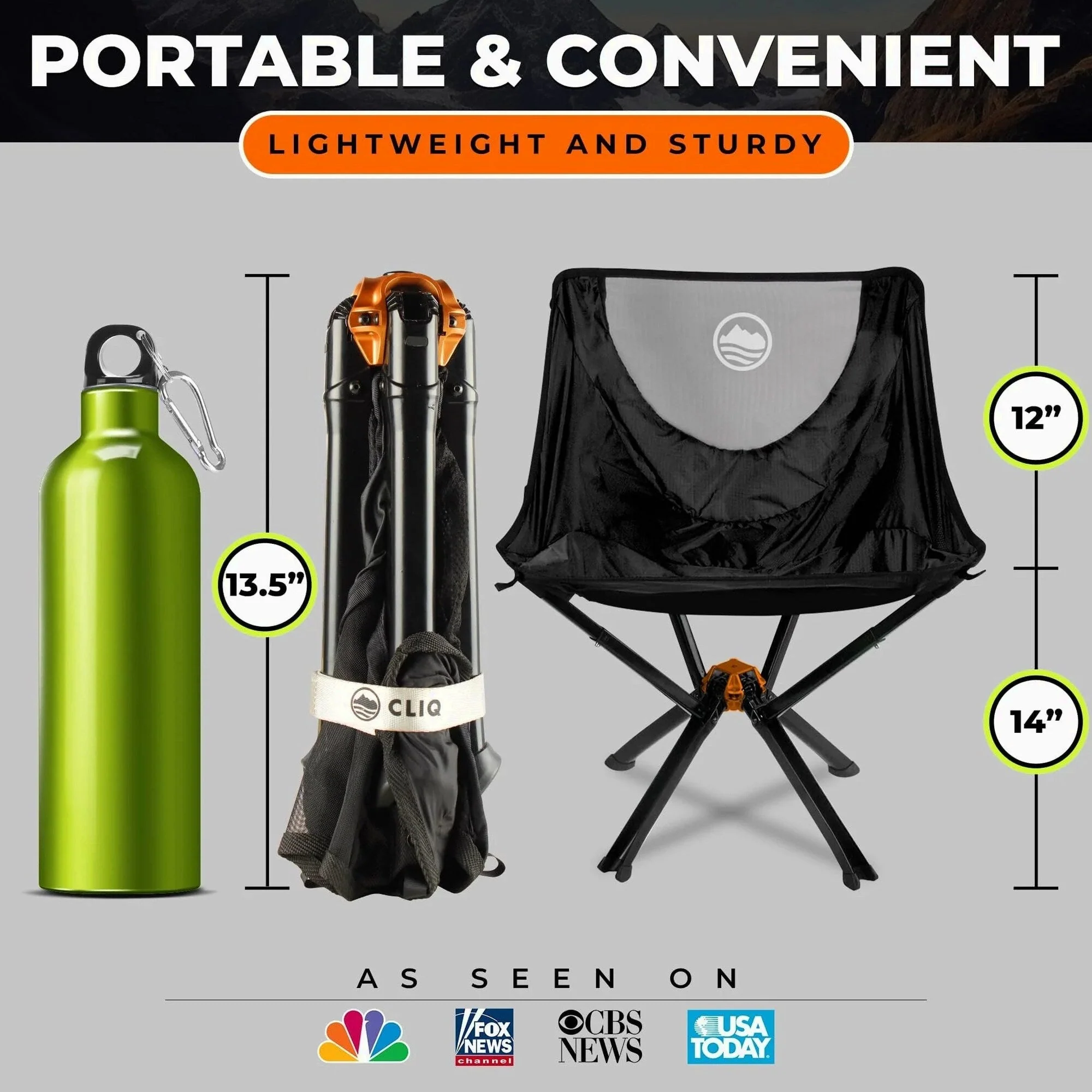 CLIQ Portable Folding Camping Chair, Black, 1 Pack, 300 Lbs - CC01 - Image 8 CLIQ Portable Folding Camping Chair, Black, 1 Pack, 300 Lbs - CC01 - Image 8