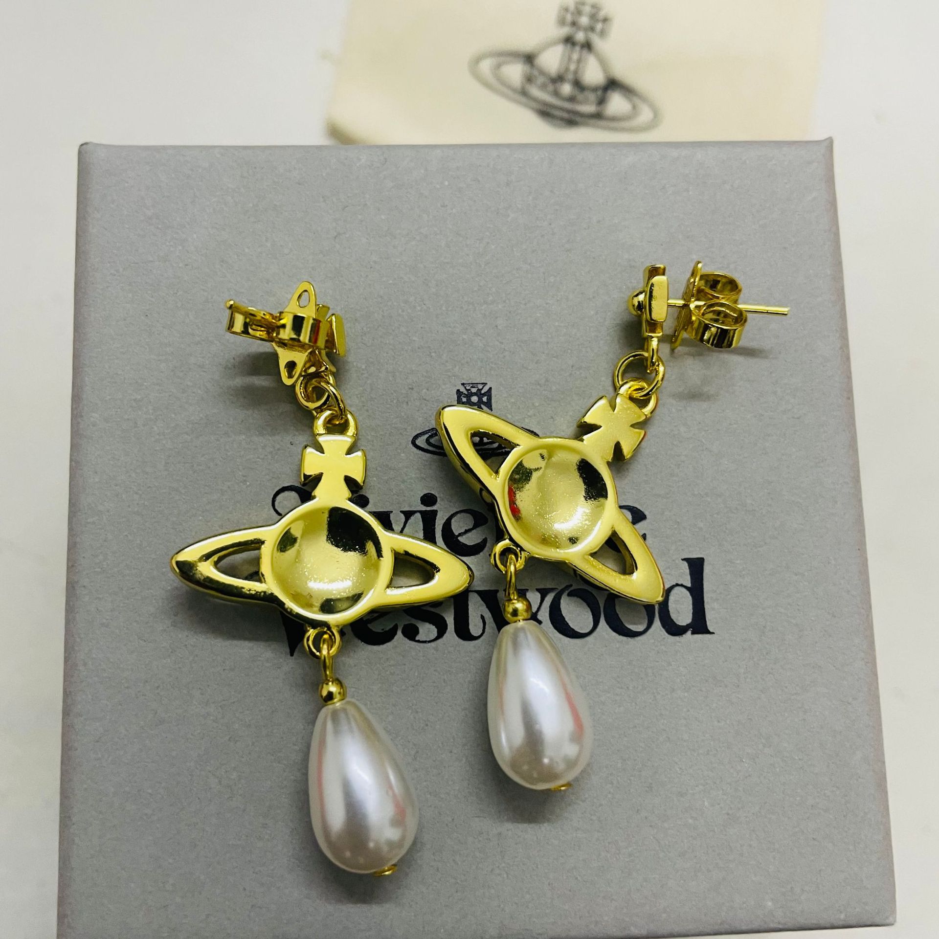 Vivienne Westwood Vintage Pink and Purple Saturn Earrings - Original Replica Club