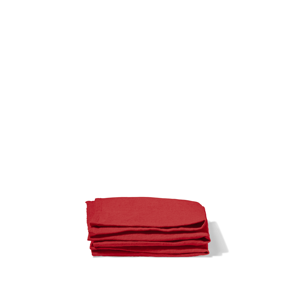 Serviette de table en lin lavé - Rouge Vermillon