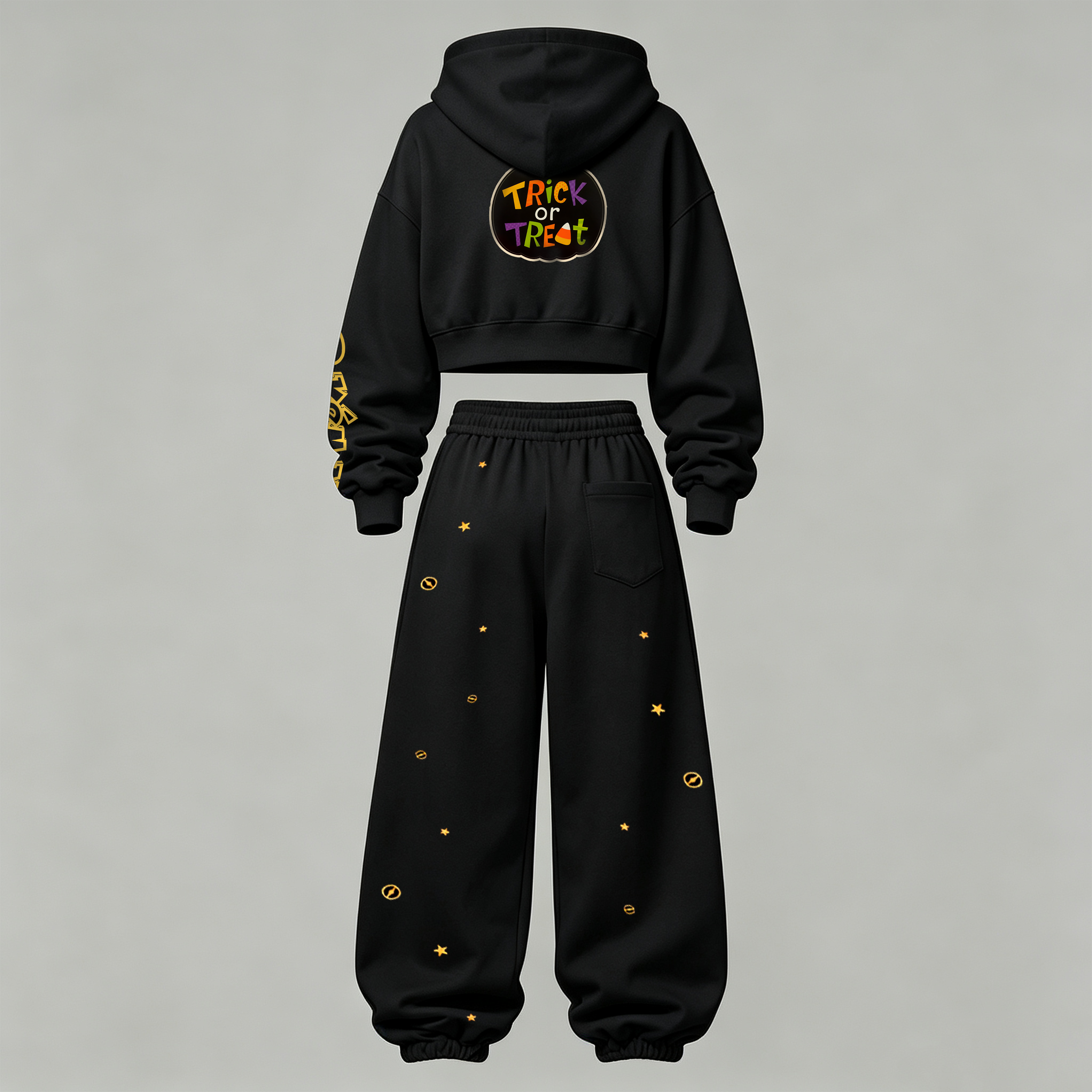 Pokémon Halloween Series Cropped Long Sleeve Hoodie & High Waist Jogger Pants Two Piece TeeThreads Sustain the Scene with Custom Apparel
