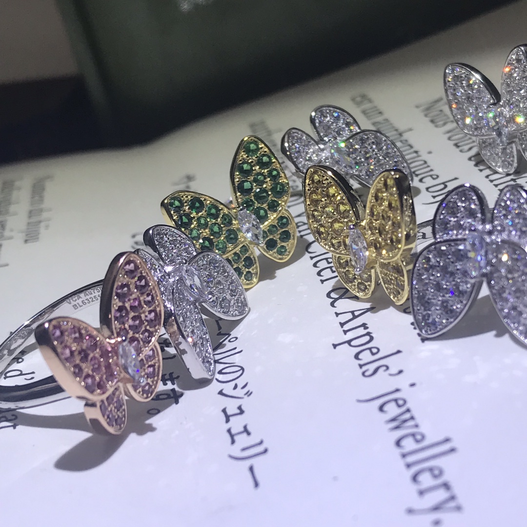 VCA Full Diamond Two Butterfly Between the Finger Ring - Original Replica Club