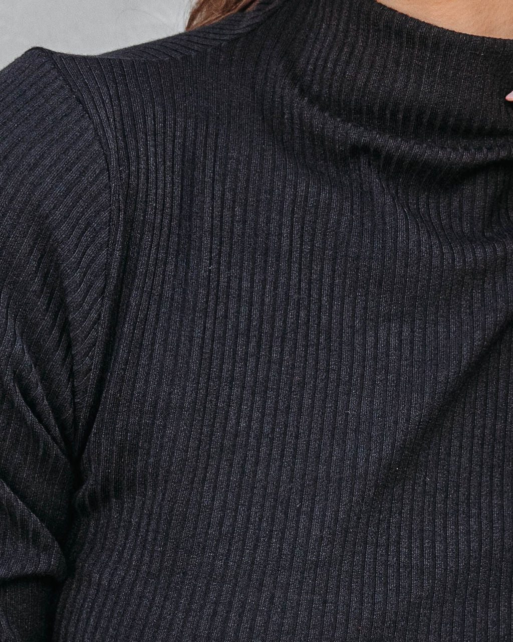 Never Average Mock Neck Ribbed Long Sleeve Top - Black - Se7enfashion