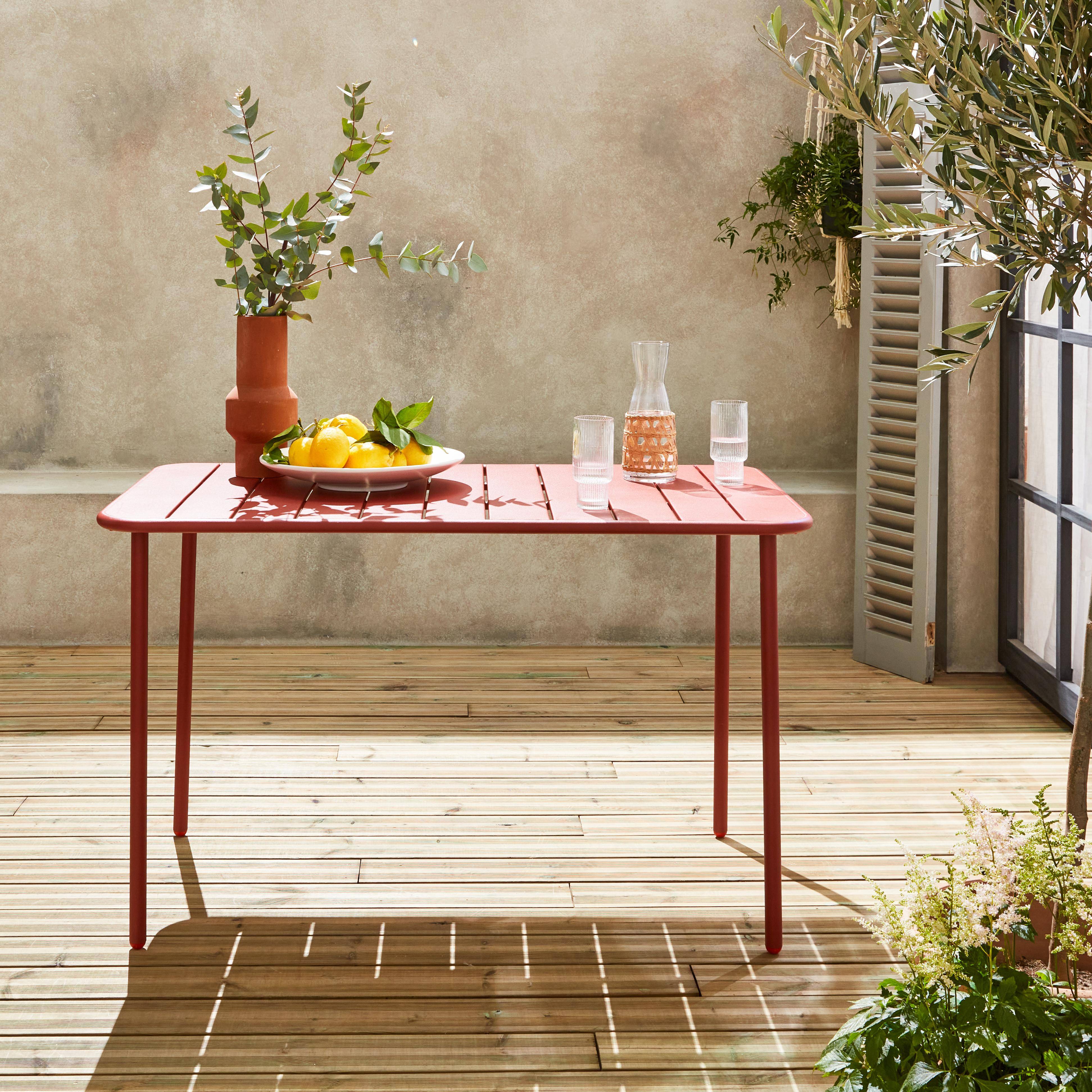 Amelia - Mesa de jardín bistró de acero, 4 plazas, 120cm