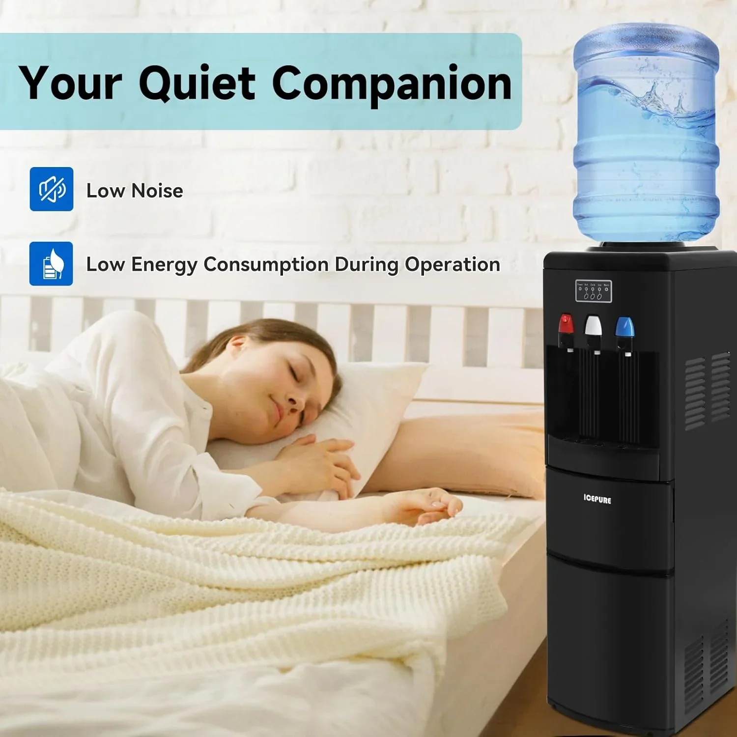 ICEPURE Water Dispenser with Ice Maker 3-in-1 Hot and Cold Water Cooler Ice Maker Machine