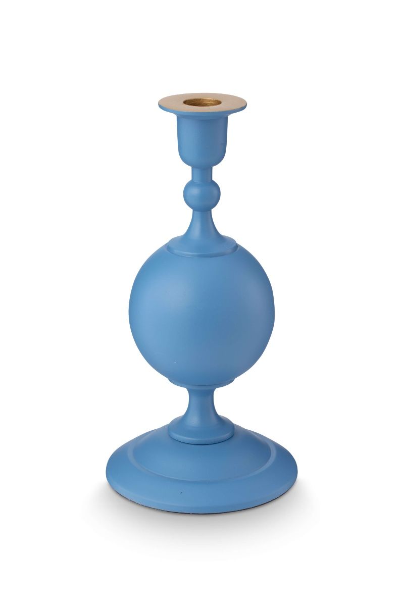 Candle Holder Metal Sphere Matt Light Blue 24cm