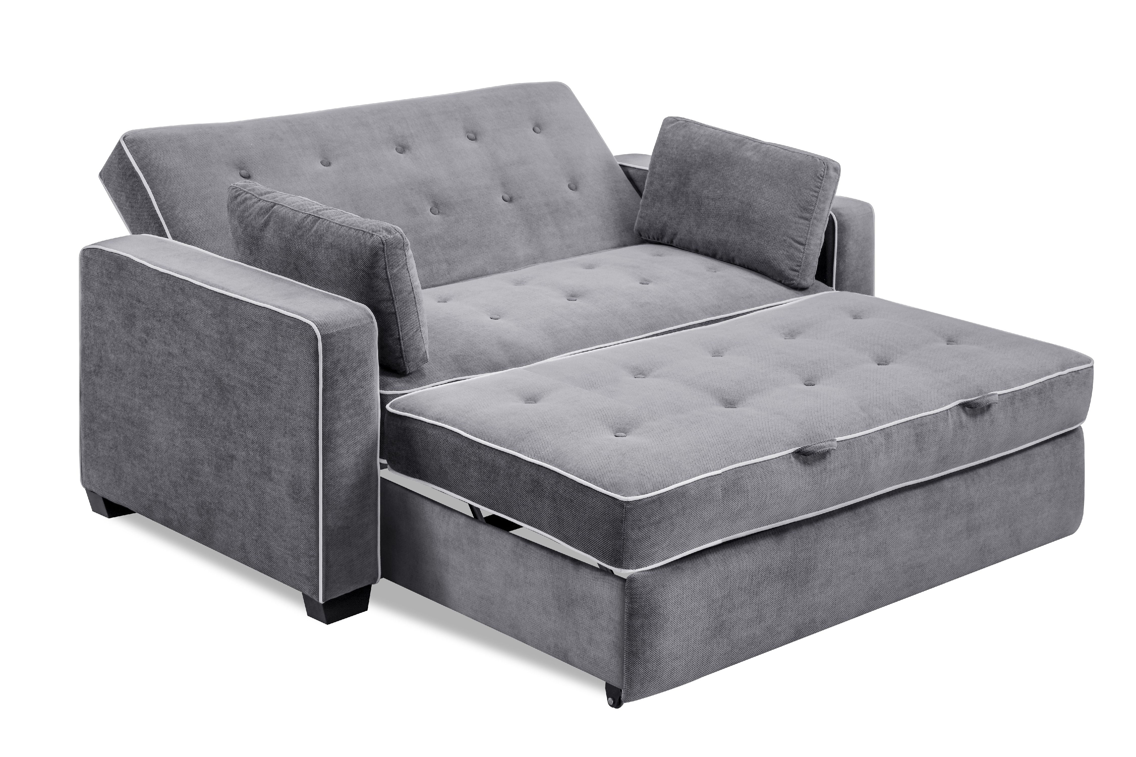 Serta Dream Convertibles Monroe Modern Polyester Convertible Queen Sofa Bed with Pillows Grey - Image 19
