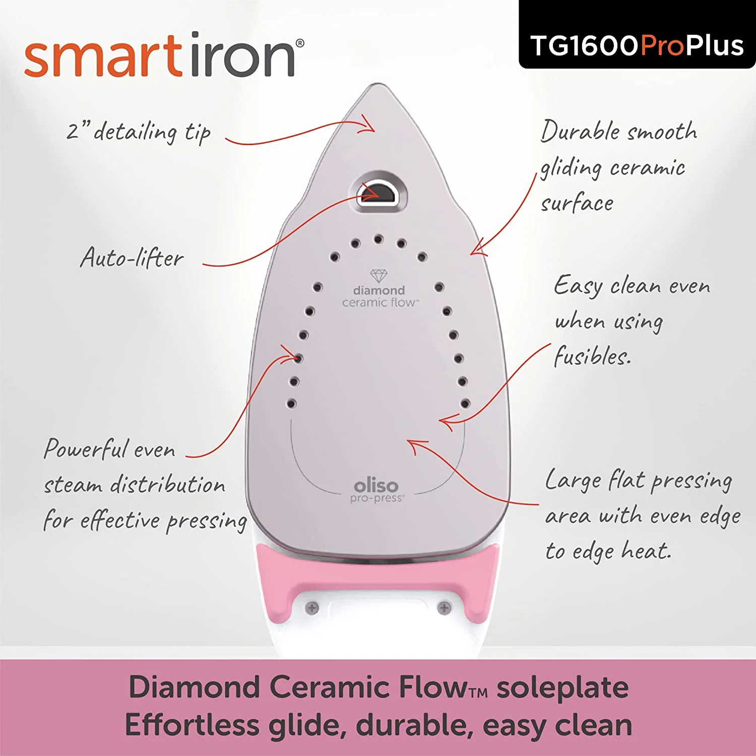 Oliso Pro Plus Ceramic-Coated Steam Iron, Blue - Image 14