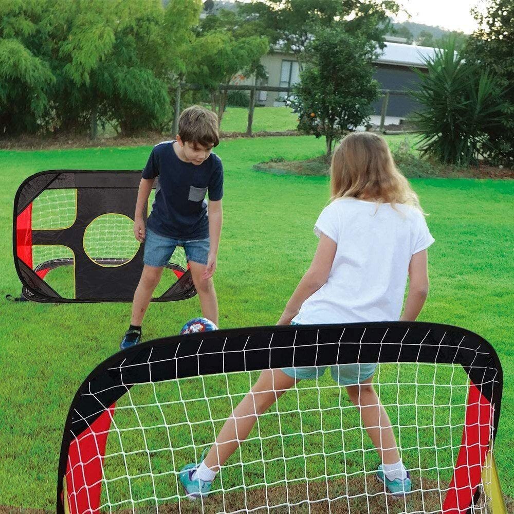 2-In-1 Kids Pop-Up Football Soccer Goal Net, 40in x 28in x 28in, Black - With Portable Bag - Image 3 2-In-1 Kids Pop-Up Football Soccer Goal Net, 40in x 28in x 28in, Black - With Portable Bag - Image 3