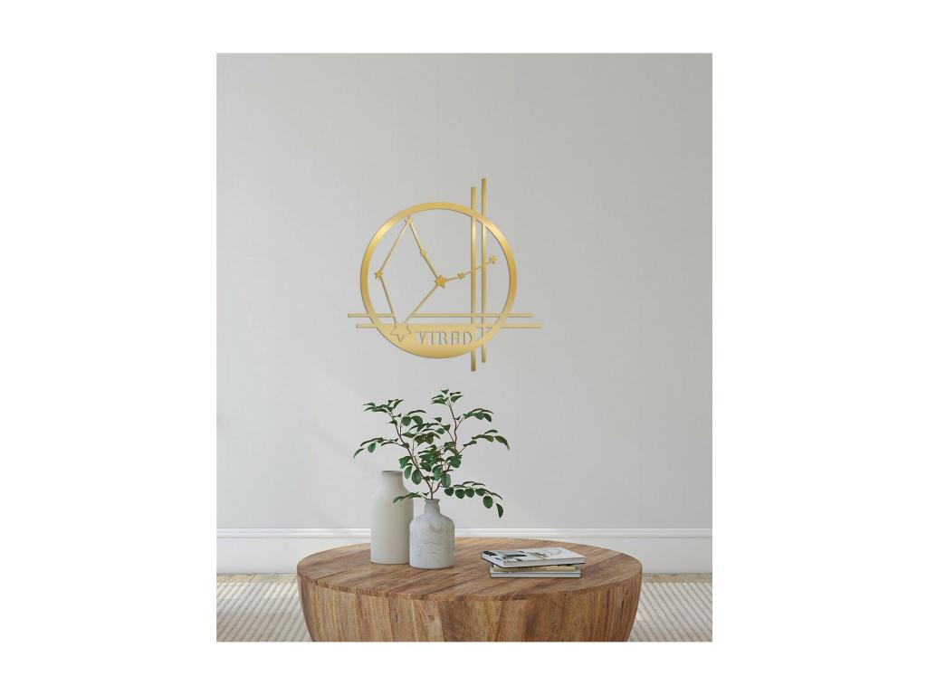Decoración de Metal Horóscopo Virgo 11, Oro, 40x0,15x40 cm cm, Tucasago