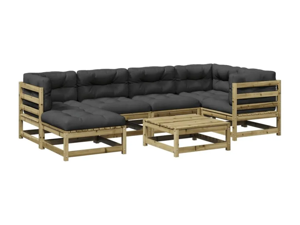 Set de sofás jardín 7 piezas con cojines Vivircalido impregnada anlx02161