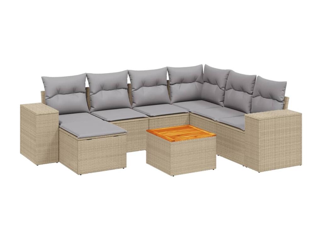 Juego de sofás de jardín 8 piezas en ratán PE con cojines beige LC5201441