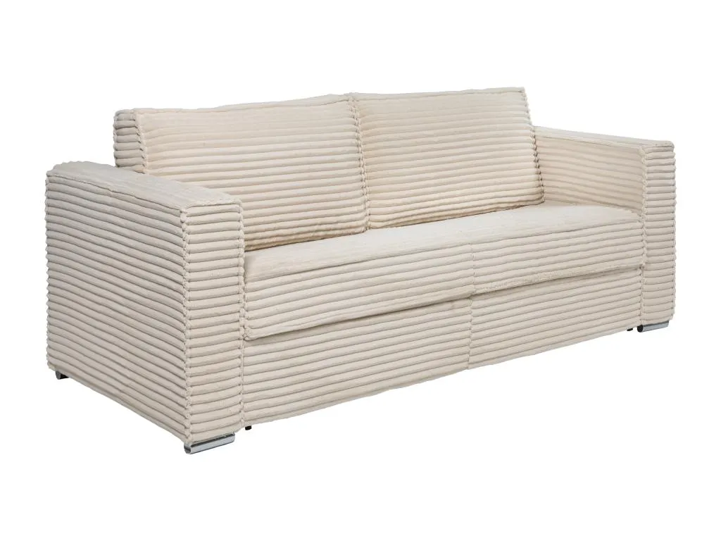 Sofá cama de 4 plazas exprés de pana beige - Somier de láminas de 160 cm de ancho - Colchón de 14 cm Alkihogares