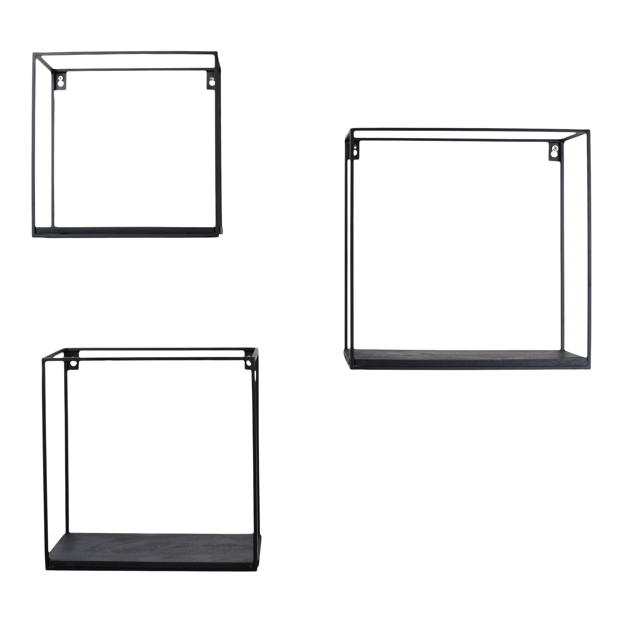 LOFT42 Wally Wandboxen – Zwart mangohout - Set van 3 - Metaal