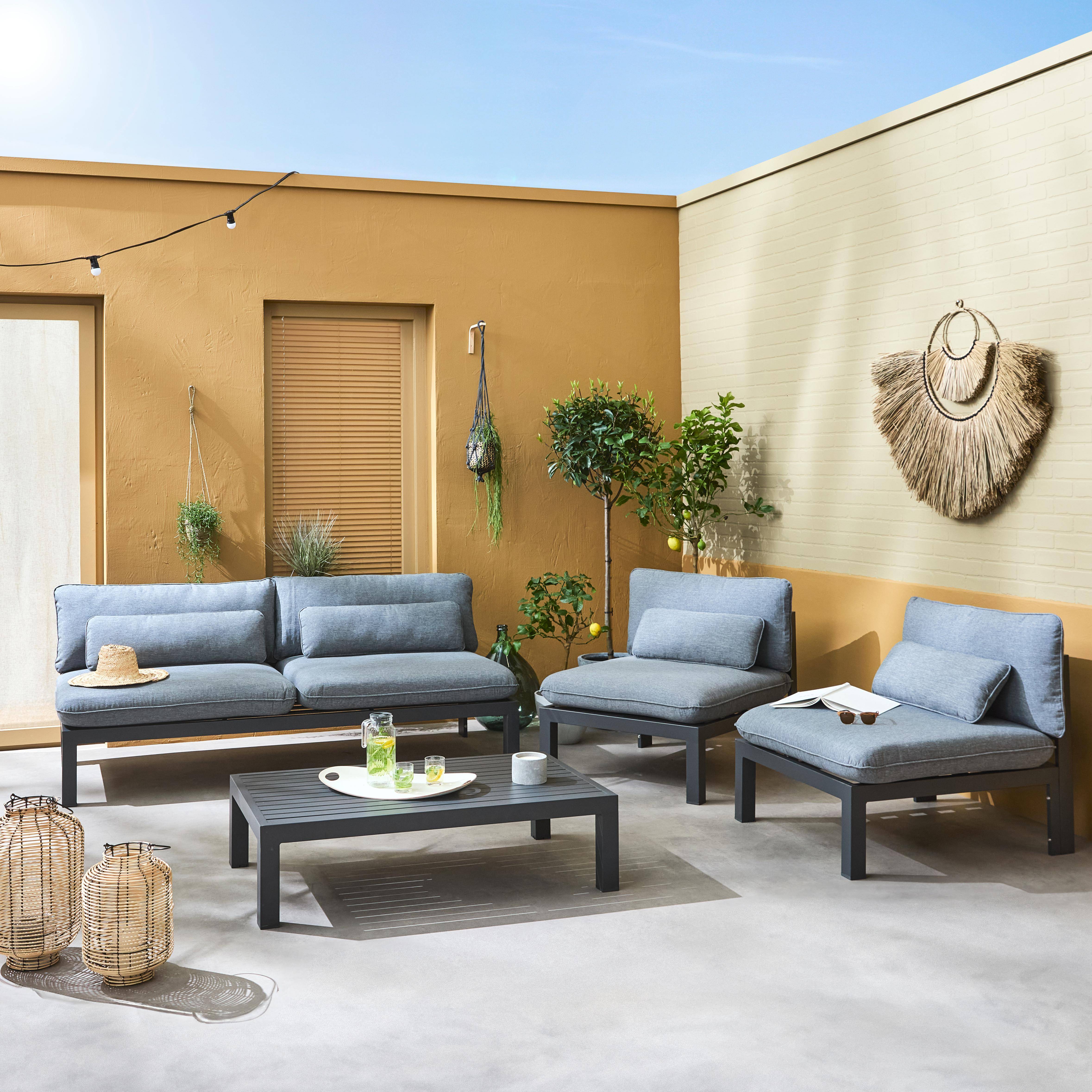 Rieti - Conjunto de jardín de aluminio, 4 plazas