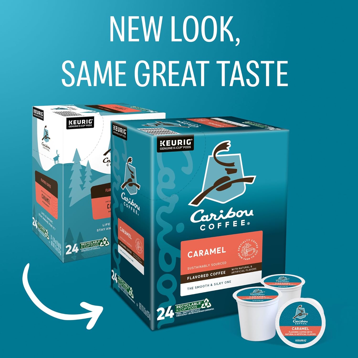 Caribou Coffee Caramel Flavored Coffee. Single Serve Keurig K-Cup Pods. Medium Roast Coffee. 96-Count Box (Pack of 4)