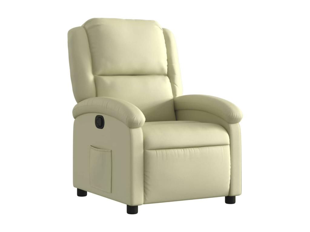 Sillón reclinable de cuero auténtico crema