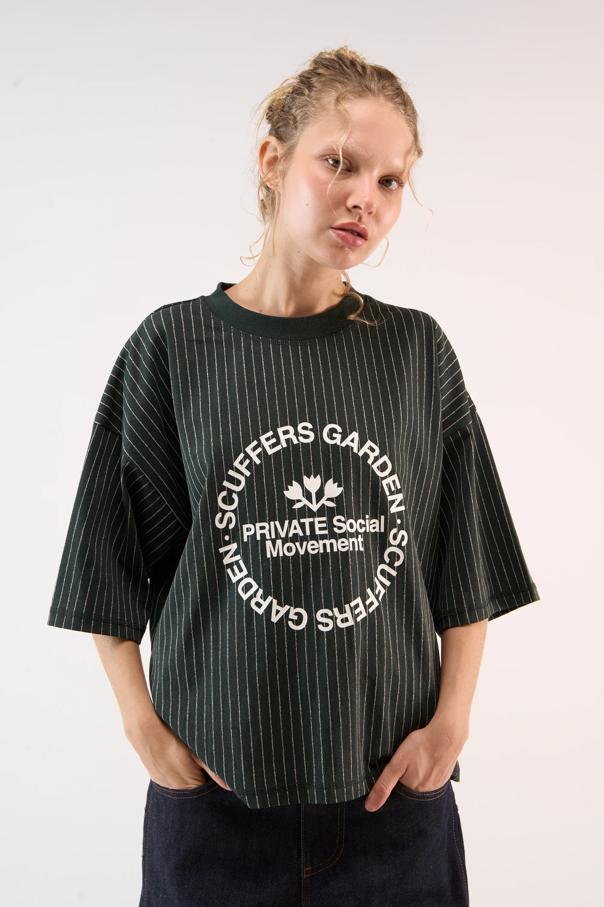 Pinstripe Dark Grey Crewneck