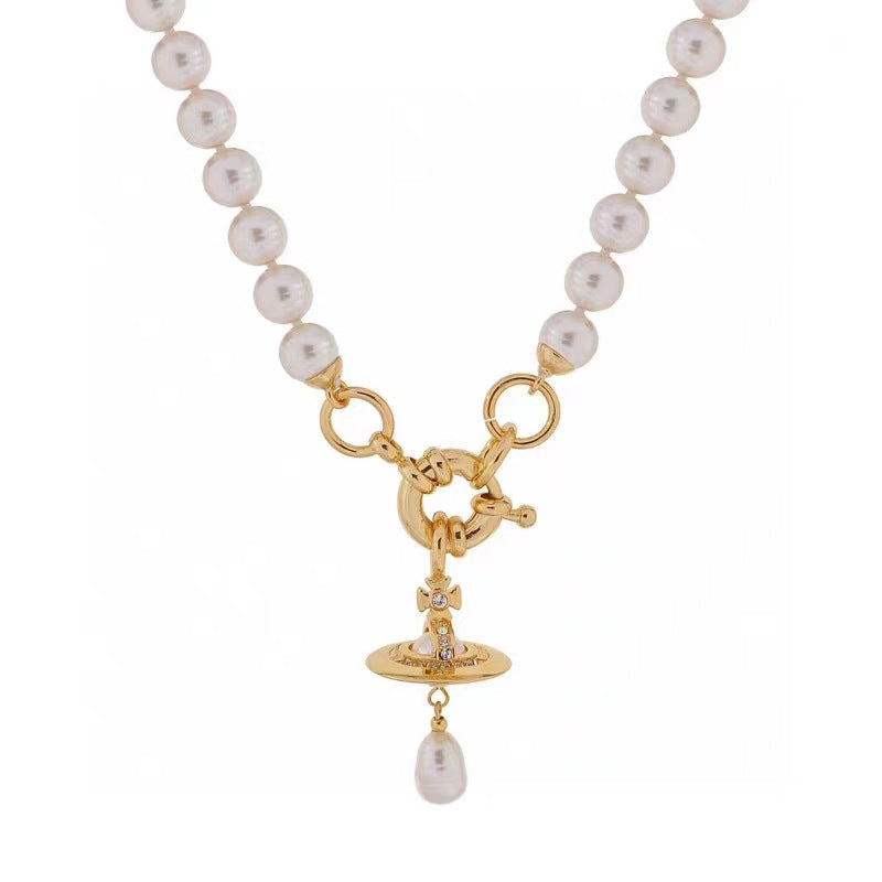 Vivienne Westwood Saturn Pendant Baroque Pearl Necklace - Original Replica Club