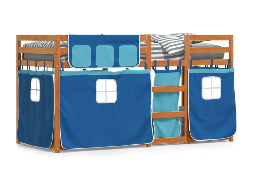 Litera con cortinas Prietocasa maciza de Prietocasa azul 75x190 cm