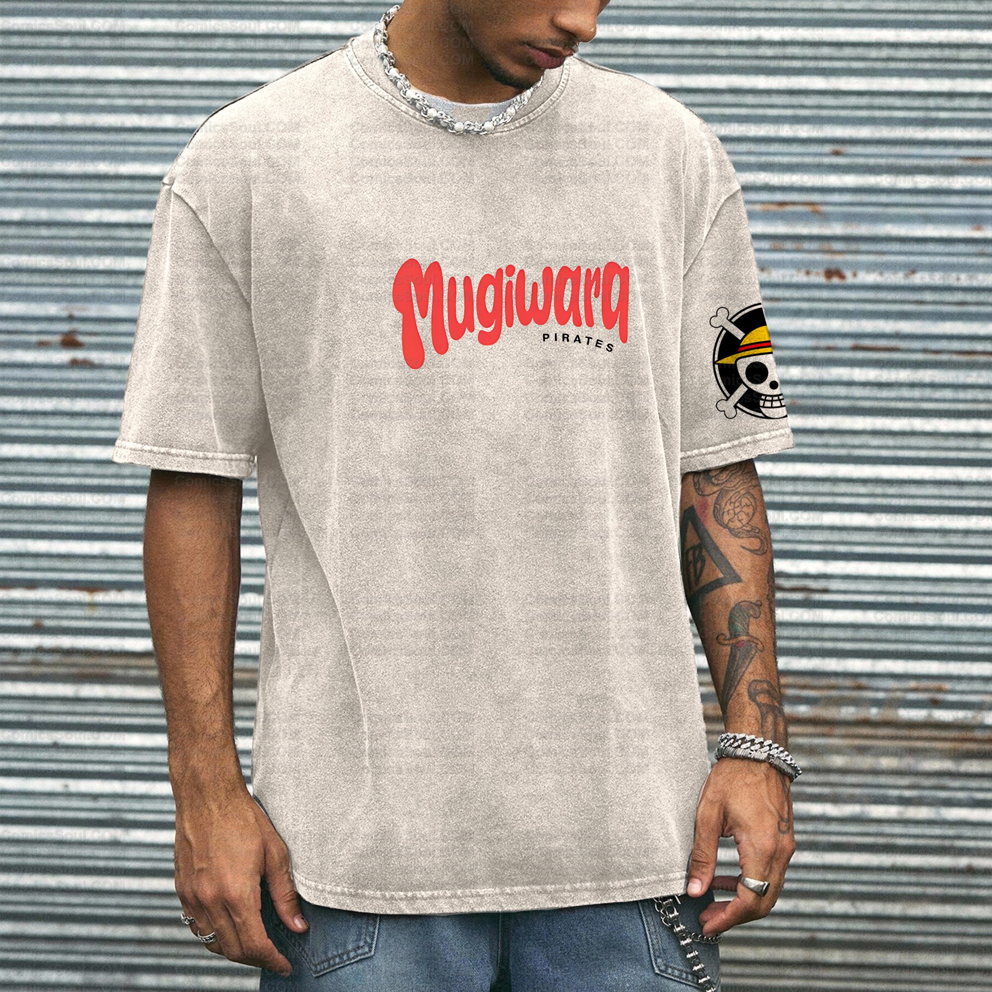 One Piece Printed Unisex Washed T-Shirt TeeThreads Sustain the Scene with Custom Apparel