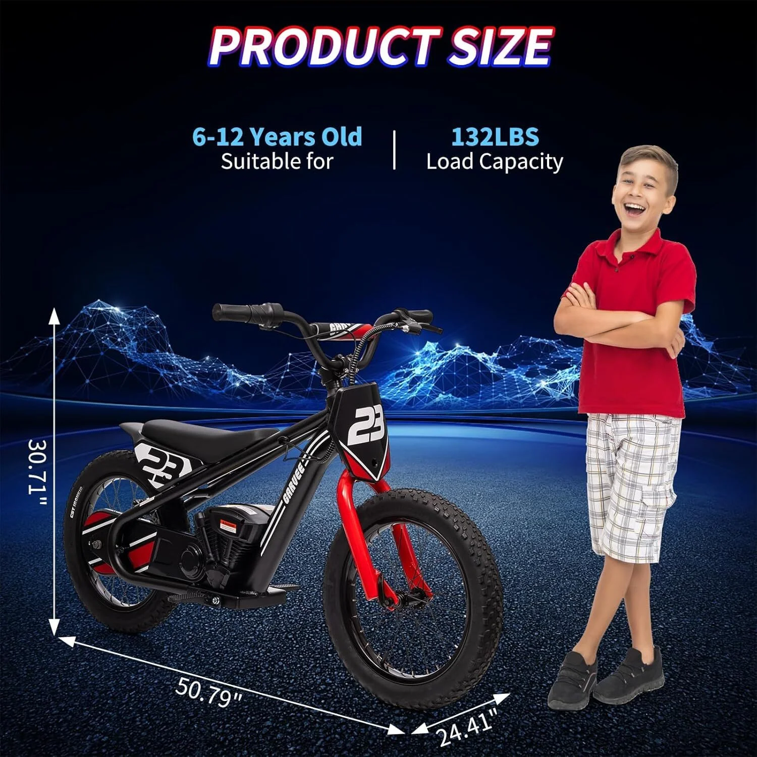 Aoile Electric Dirt Bike for Kids, 24V 5.2Ah Electric Motorcycle with 16" Tires, Electric Balance Bike w/Adjustable Speeds & Detachable Battery, Black - Image 9
